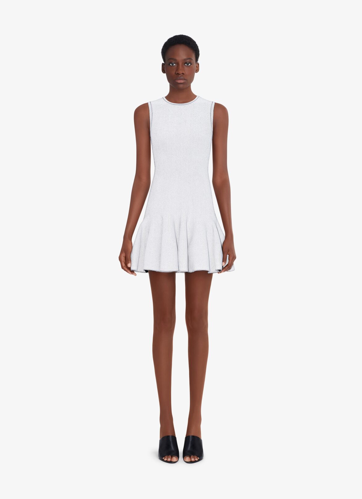 REFLECTIVE-KNIT SKATER DRESS ALAÏA SILVER REFLECTIVE-KNIT SKATER DRESS